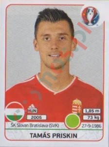 679 Tamás Priskin – UEFA Euro France 2016 Panini