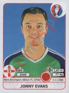 331 Jonny Evans – UEFA Euro France 2016 Panini