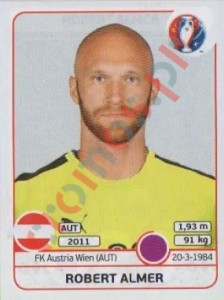 629 Robert Almer – UEFA Euro France 2016 Panini