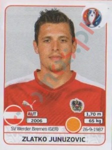 642 Zlatko Junuzovic – UEFA Euro France 2016 Panini