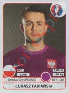 293 Lukasz Fabiański – UEFA Euro France 2016 Panini