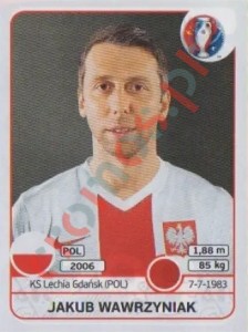299 Jakub Wawrzyniak – UEFA Euro France 2016 Panini