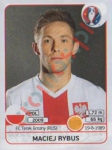 303 Maciej Rybus – UEFA Euro France 2016 Panini