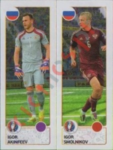 156 Igor Akinfeev / Igor Smolnikov – UEFA Euro France 2016 Panini