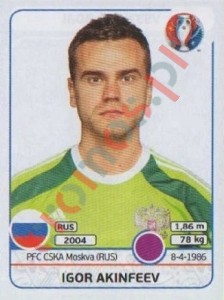 161 Igor Akinfeev – UEFA Euro France 2016 Panini