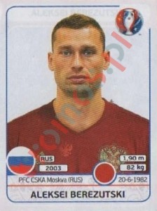 164 Aleksei Berezutski – UEFA Euro France 2016 Panini