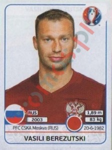 165 Vasili Berezutski – UEFA Euro France 2016 Panini