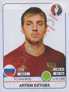 179 Artem Dzyuba – UEFA Euro France 2016 Panini