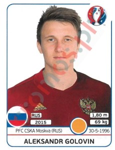 180x Aleksandr Golovin – UEFA Euro France 2016 Panini