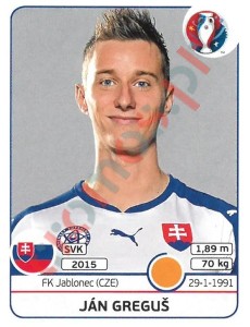 224x Ján Greguš – UEFA Euro France 2016 Panini