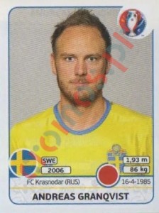 552 Andreas Granqvist – UEFA Euro France 2016 Panini