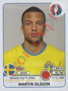 555 Martin Olsson – UEFA Euro France 2016 Panini