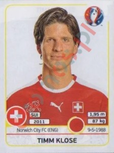 106 Timm Klose – UEFA Euro France 2016 Panini