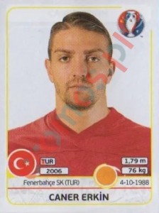 415 Caner Erkin – UEFA Euro France 2016 Panini