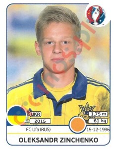 284x Oleksandr Zinchenko – UEFA Euro France 2016 Panini