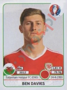 186 Ben Davies – UEFA Euro France 2016 Panini