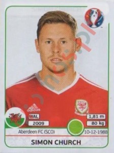 198 Simon Church – UEFA Euro France 2016 Panini