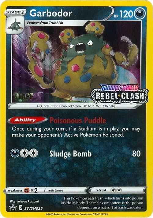 SWSH025-holo-setlogo-staff Garbodor (Set logo stamp, Staff stamp) – SWSH Black Star Promos