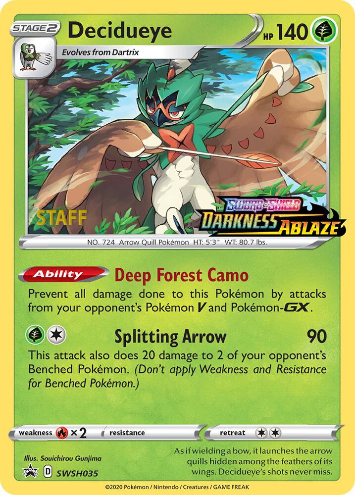 SWSH035-holo-setlogo-staff Decidueye (Set logo stamp, Staff stamp) – SWSH Black Star Promos