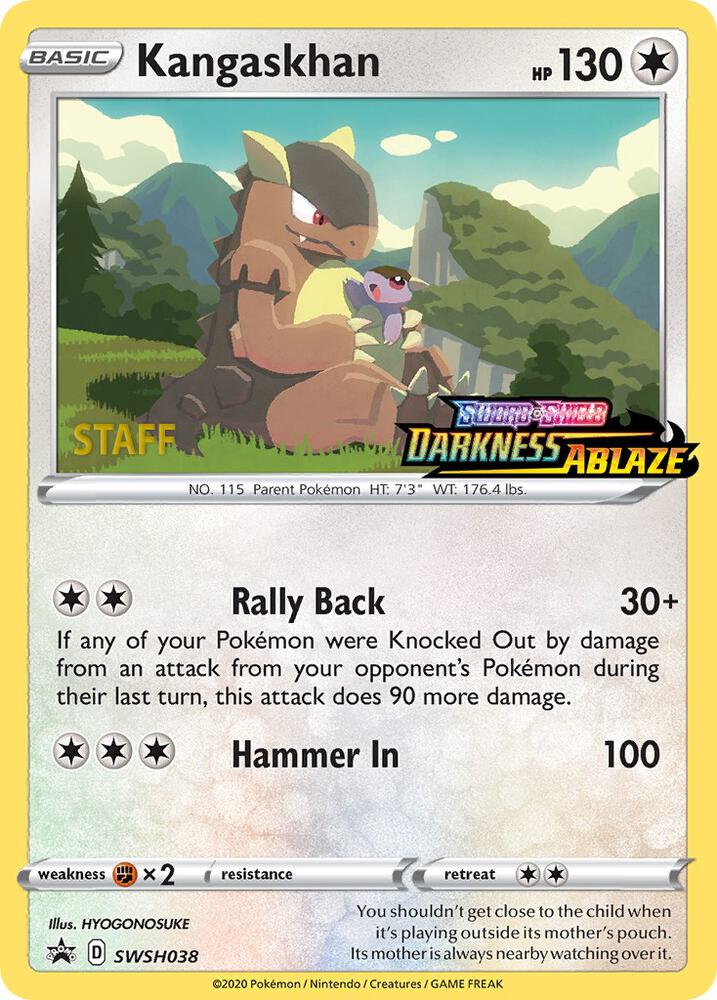 SWSH038-holo-setlogo-staff Kangaskhan (Set logo stamp, Staff stamp) – SWSH Black Star Promos