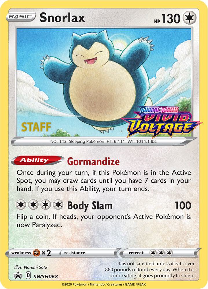 SWSH068-holo-setlogo-staff Snorlax (Set logo stamp, Staff stamp) – SWSH Black Star Promos