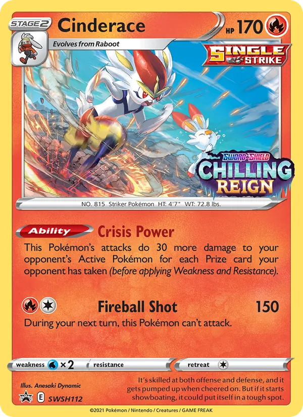 SWSH112-holo-setlogo-staff Cinderace (Set logo stamp, Staff stamp) – SWSH Black Star Promos