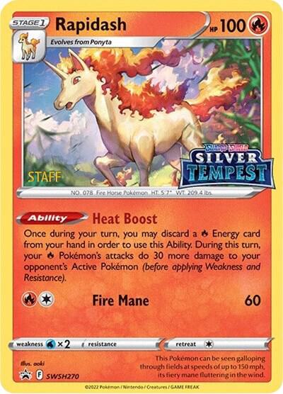 SWSH270-holo-setlogo-staff Rapidash (Set logo stamp, Staff stamp) – SWSH Black Star Promos