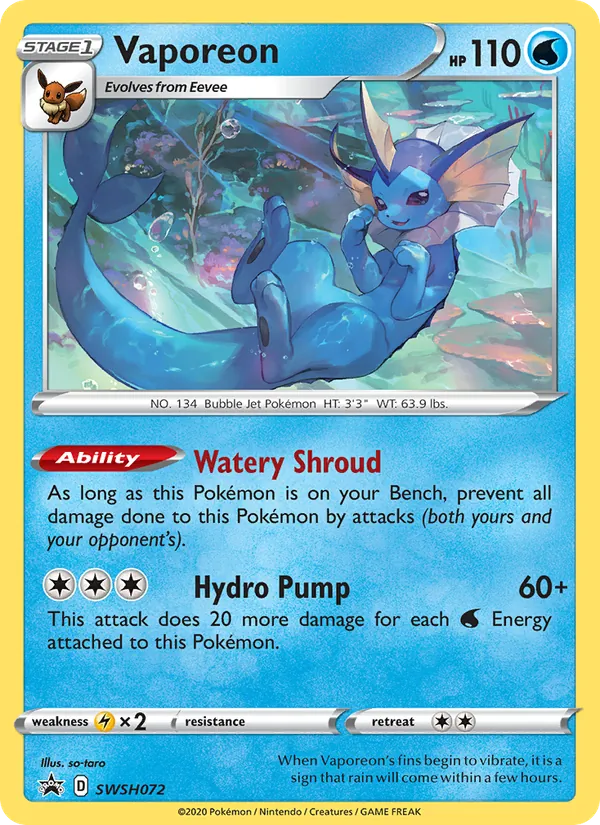 SWSH072 Vaporeon – SWSH Black Star Promos