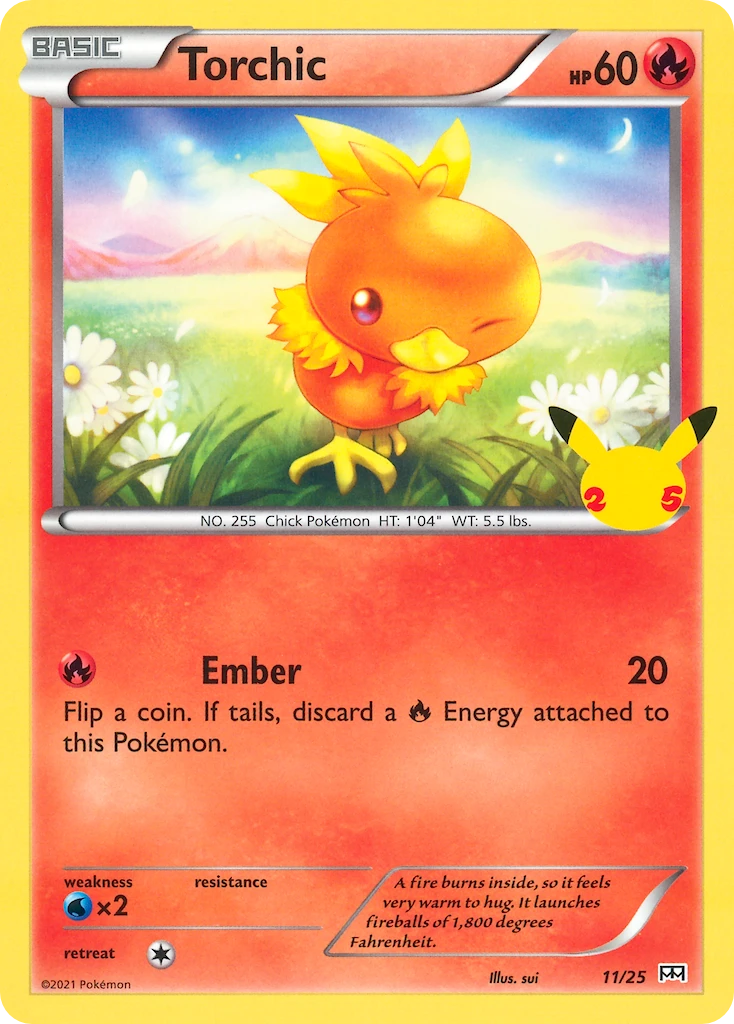11-holo-25thcelebration Torchic (Holo, 25th Celebration stamp) – McDonald's Collection 2021