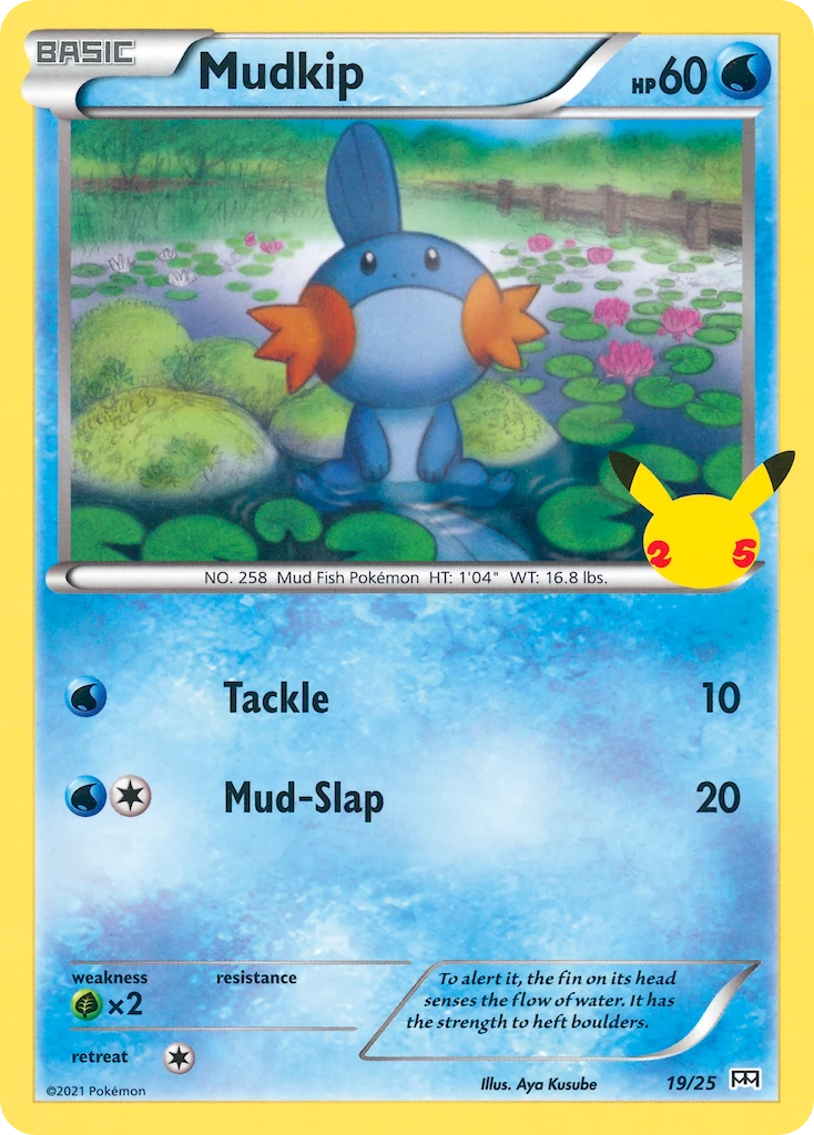 19-holo-25thcelebration Mudkip (Holo, 25th Celebration stamp) – McDonald's Collection 2021