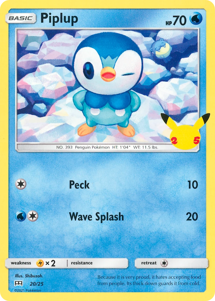 20-holo-25thcelebration Piplup (Holo, 25th Celebration stamp) – McDonald's Collection 2021