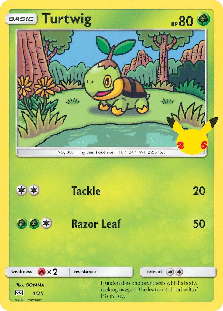 4-holo-25thcelebration Turtwig (Holo, 25th Celebration stamp) – McDonald's Collection 2021