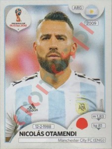 278 Nicolás Otamendi – FIFA World Cup Russia 2018 Panini