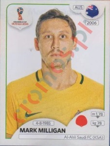 221 Mark Milligan – FIFA World Cup Russia 2018 Panini