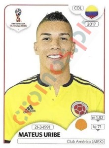 644x Mateus Uribe – FIFA World Cup Russia 2018 Panini