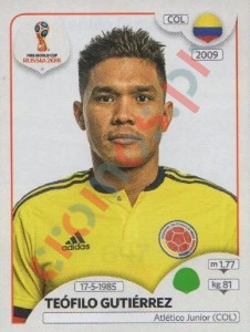 647 Teófilo Gutiérrez – FIFA World Cup Russia 2018 Panini