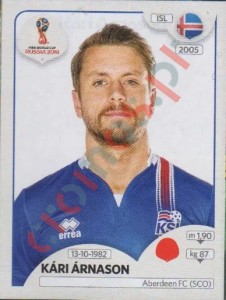 297 Kári Árnason – FIFA World Cup Russia 2018 Panini