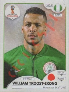 337 William Troost-Ekong – FIFA World Cup Russia 2018 Panini