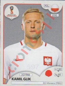 597 Kamil Glik – FIFA World Cup Russia 2018 Panini