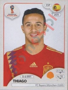 142 Thiago Alcántara – FIFA World Cup Russia 2018 Panini