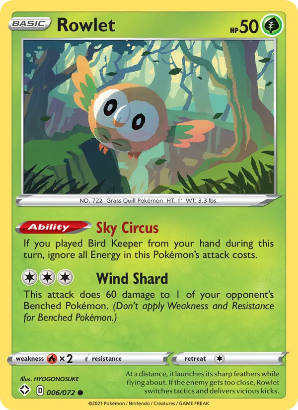 6 Rowlet – Shining Fates
