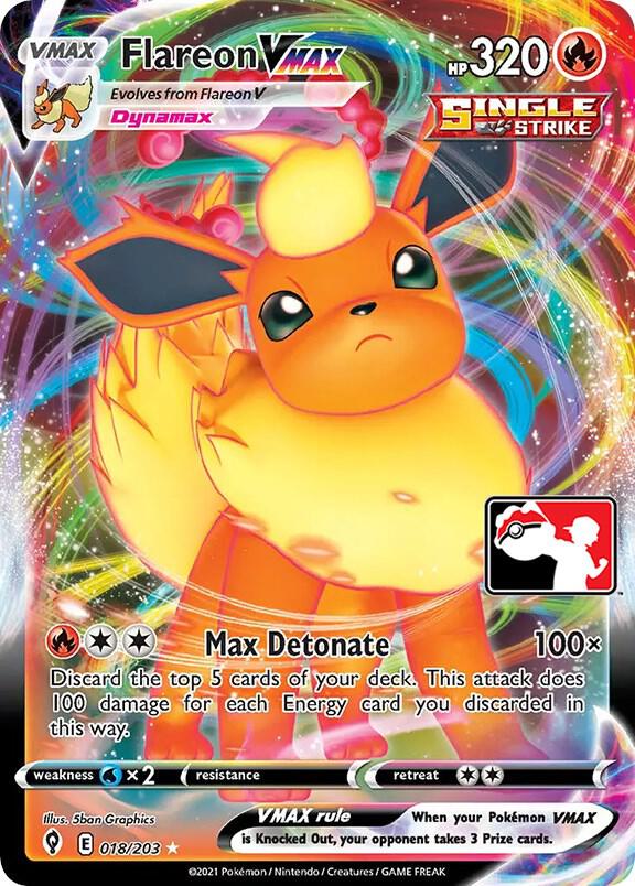 18-holo-playerrewardsprogram Flareon VMAX (Player Rewards stamp) – Evolving Skies