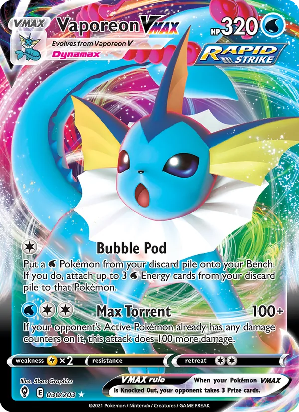 30 Vaporeon VMAX – Evolving Skies