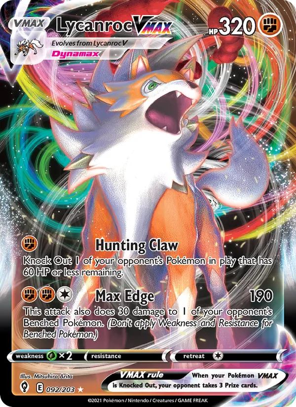 92 Lycanroc VMAX – Evolving Skies