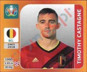 128 Timothy Castagne – UEFA Euro 2020 Tournament Edition Panini