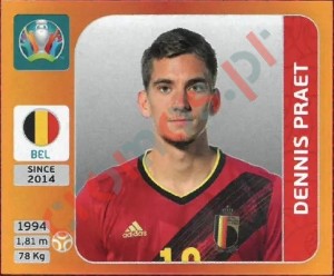 133 Dennis Praet – UEFA Euro 2020 Tournament Edition Panini
