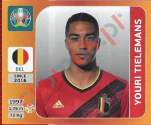 134 Youri Tielemans – UEFA Euro 2020 Tournament Edition Panini
