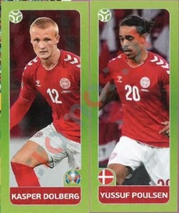 155 Kasper Dolberg / Yussuf Poulsen – UEFA Euro 2020 Tournament Edition Panini