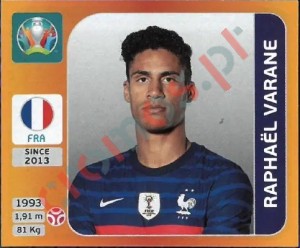580 Raphaël Varane – UEFA Euro 2020 Tournament Edition Panini