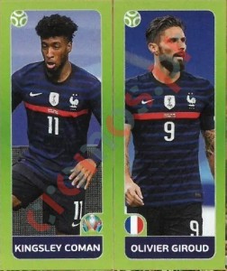 596 Kingsley Coman / Olivier Giroud – UEFA Euro 2020 Tournament Edition Panini